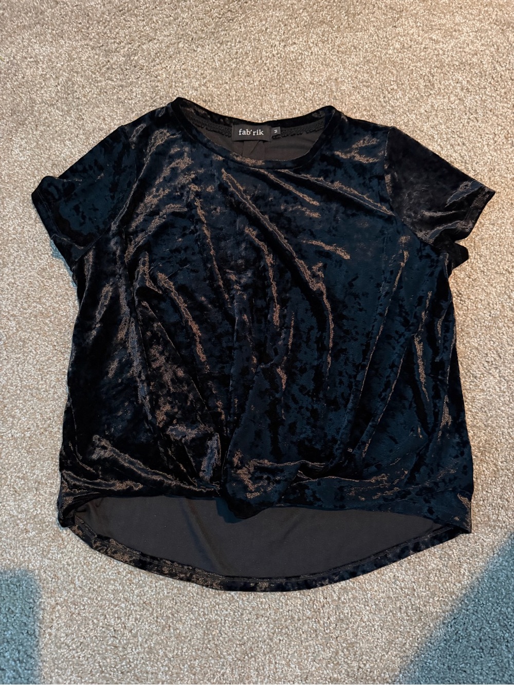 fab'rik Black Short Sleeve Velvet Tee - Picture 2 of 6